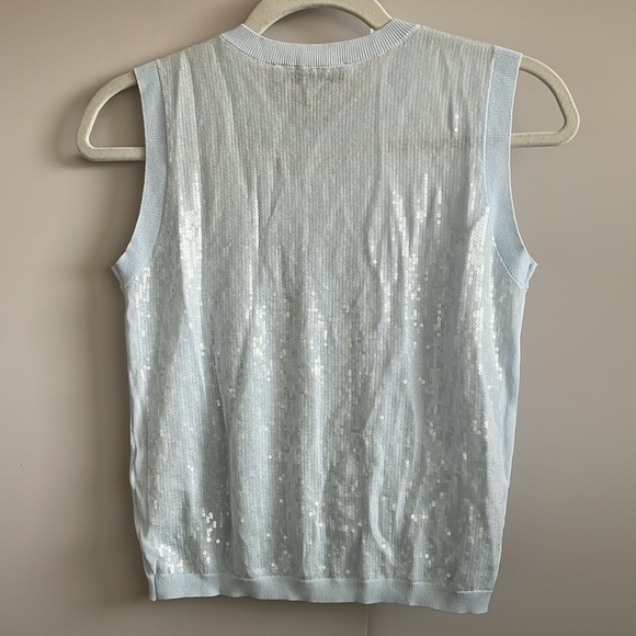 🧞‍♂️Nwt blue sleeveless sequined knit top - Picture 9 of 13